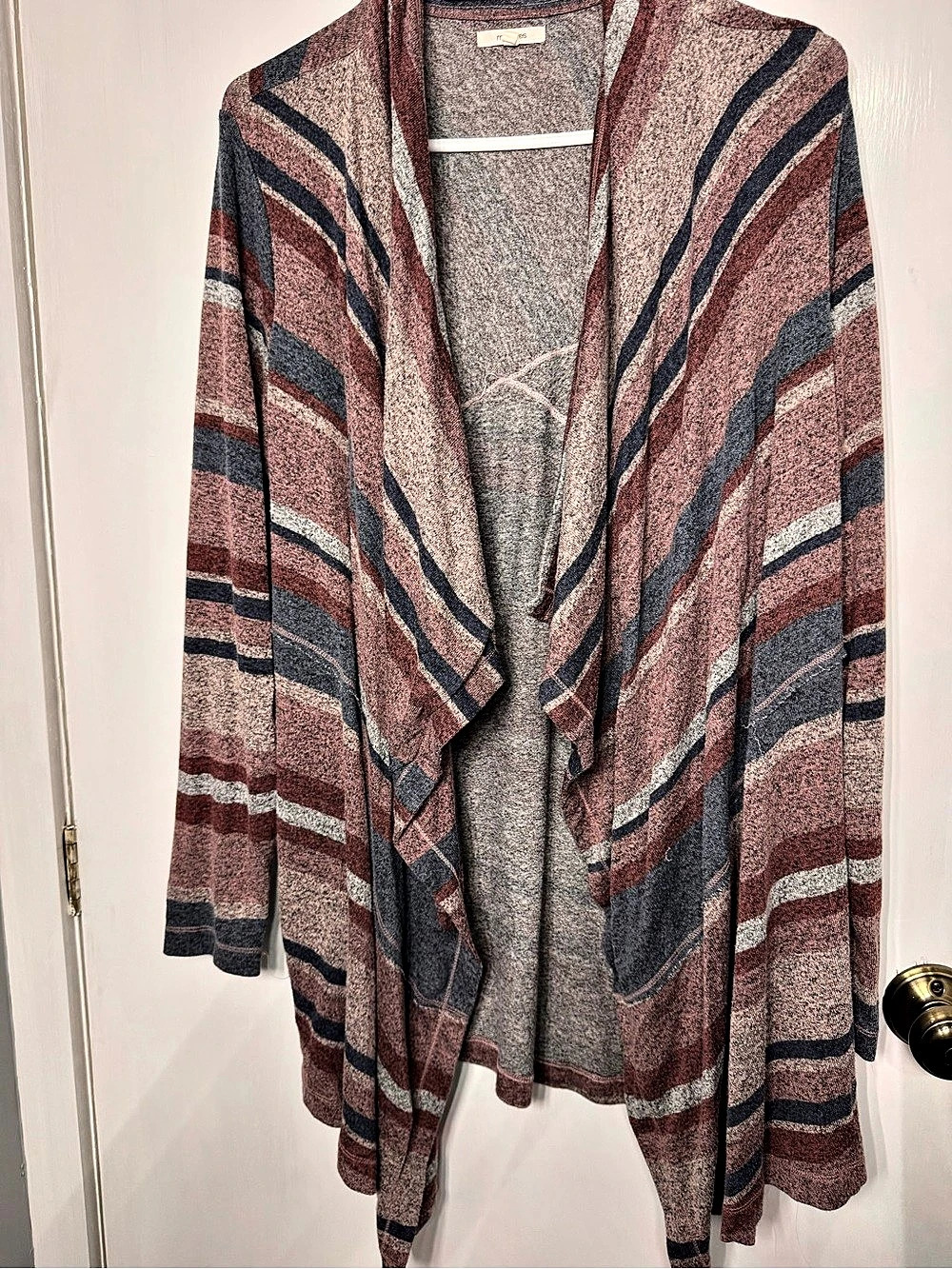 maurices Striped Open Front Cardigan in Pink & Gray Like New size 0X